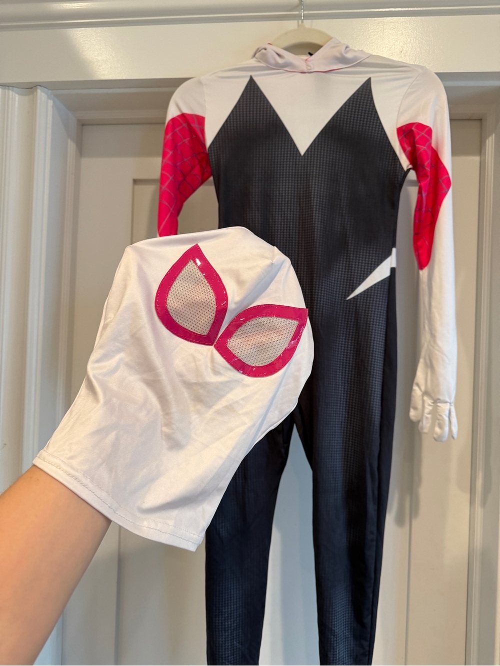 Gwen Stacy Spidergirl Jumpsuit Costume in Black, White & Pink